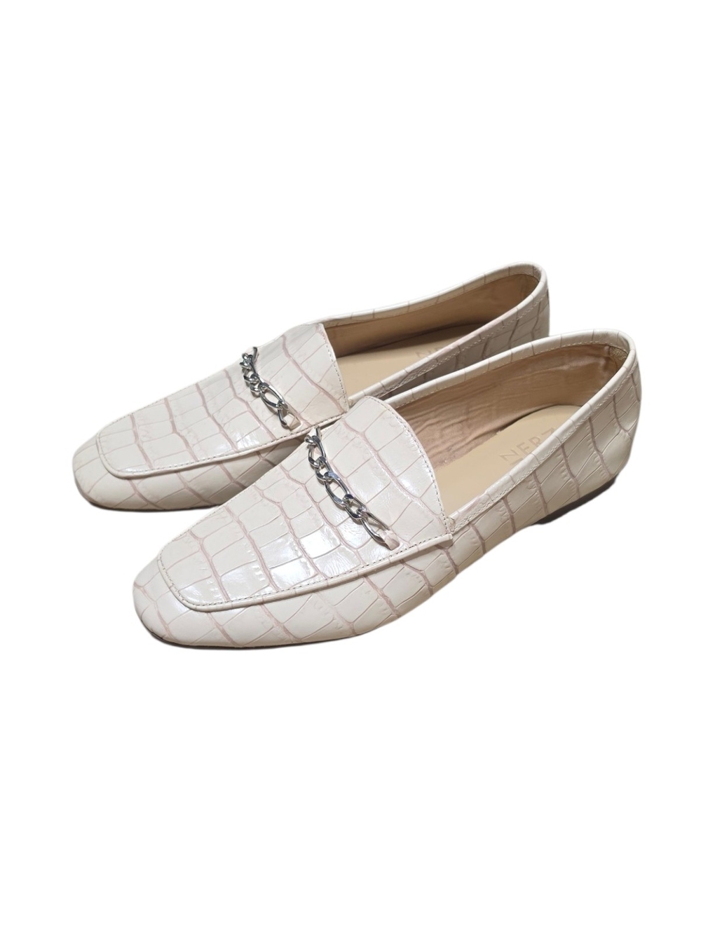 Naturalizer Parrish Porcelain Croc-Embossed Chain Bit Loafers